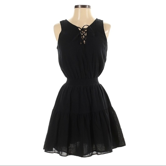 🌺 Universal Thread Target Lace Up Fit & Flare Black Summer Mini Dress XS NWT - Picture 1 of 9